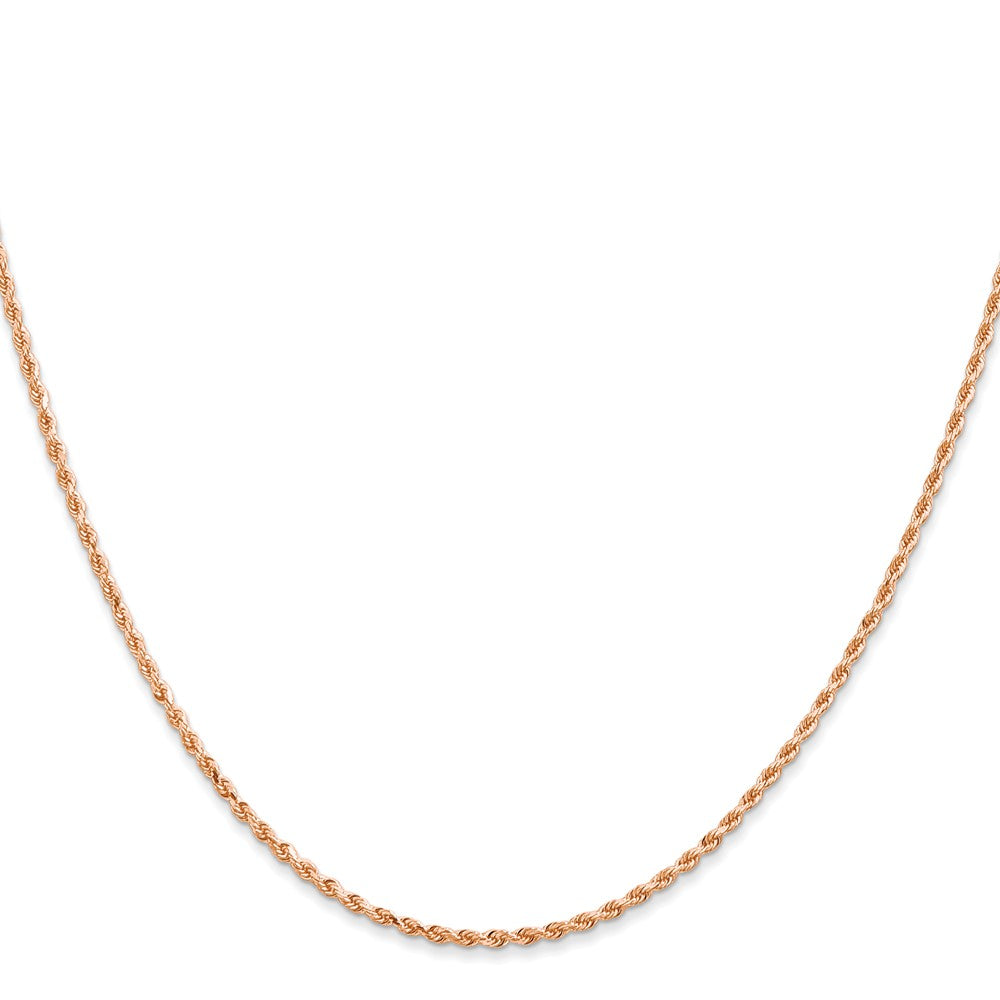 14K Rose Gold 16 inch 1.5mm Diamond-cut Rope with Lobster Clasp Chain