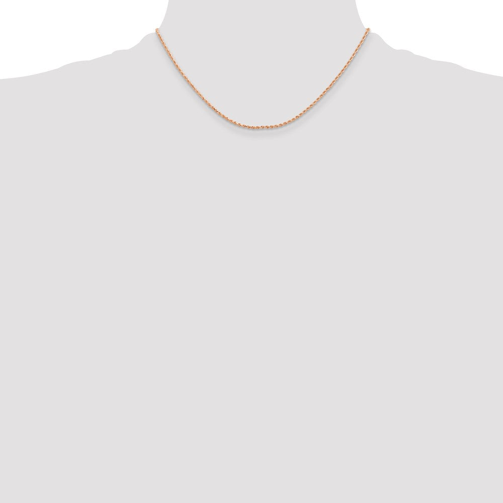 14K Rose Gold 16 inch 1.5mm Diamond-cut Rope with Lobster Clasp Chain