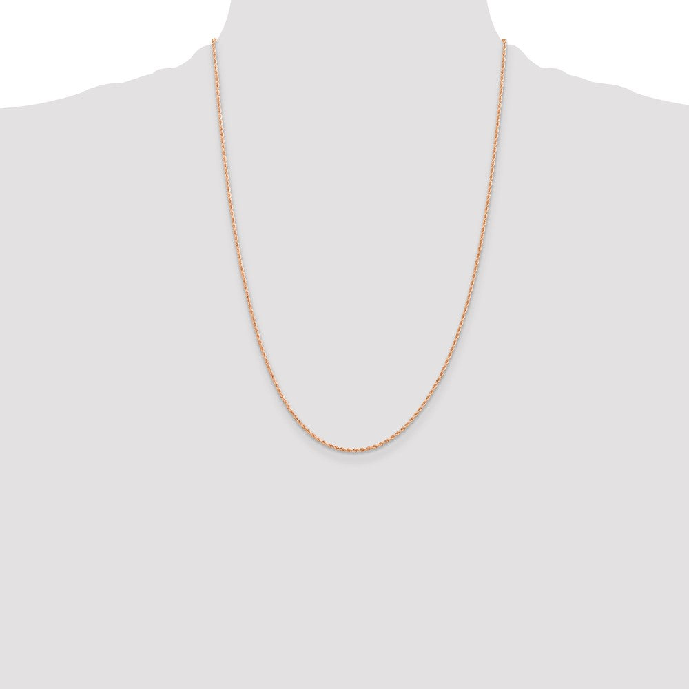 14K Rose Gold 24 inch 1.5mm Diamond-cut Rope with Lobster Clasp Chain