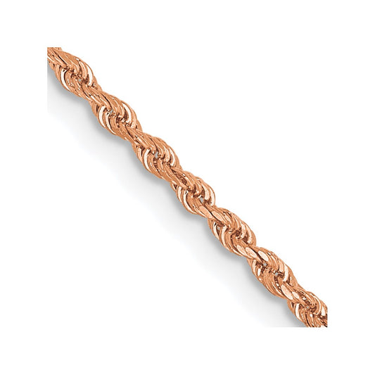 14K Rose Gold 14 inch 1.5mm Diamond-cut Rope with Lobster Clasp Chain