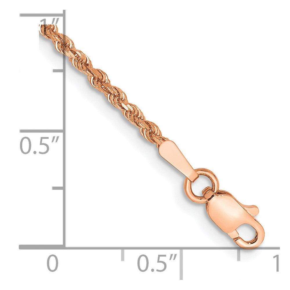14K Rose Gold 8 inch 1.75mm Diamond-cut Rope with Lobster Clasp Chain