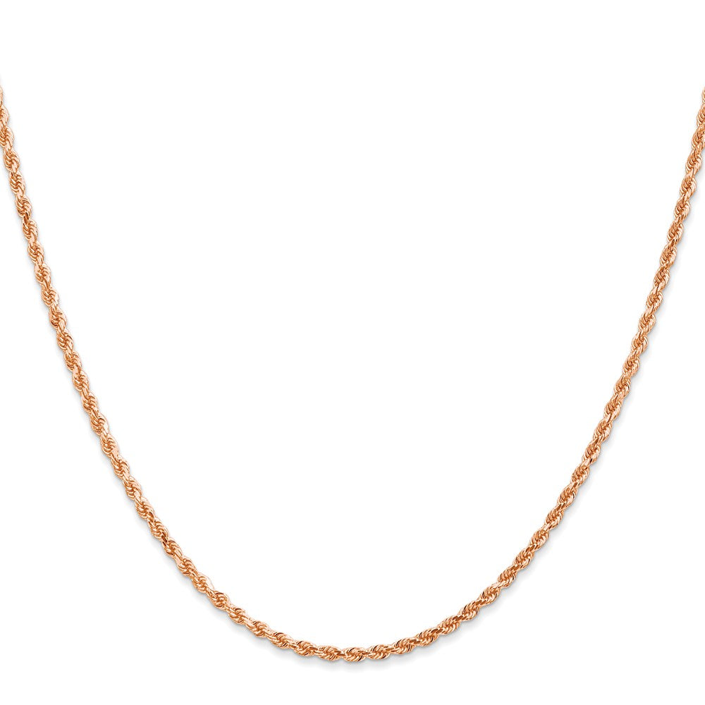 14K Rose Gold 20 inch 2mm Diamond-cut Rope with Lobster Clasp Chain