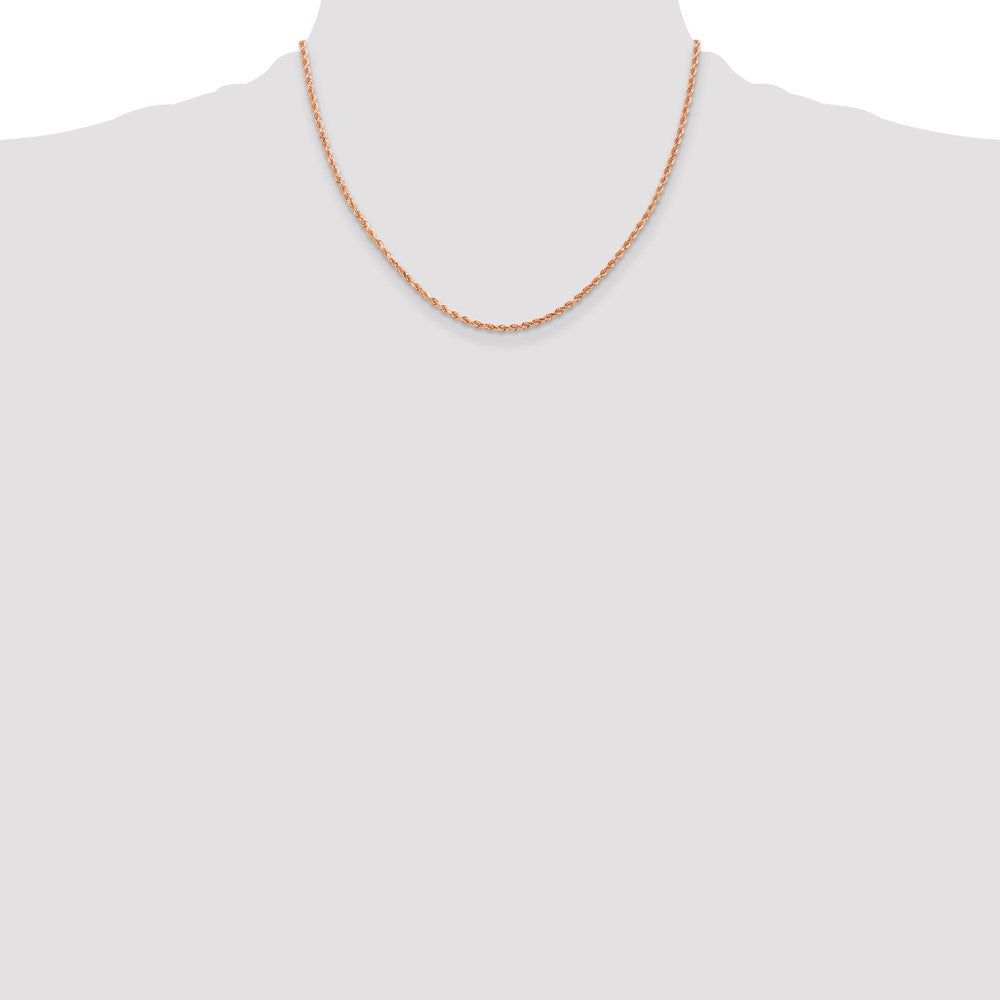 14K Rose Gold 18 inch 2mm Diamond-cut Rope with Lobster Clasp Chain