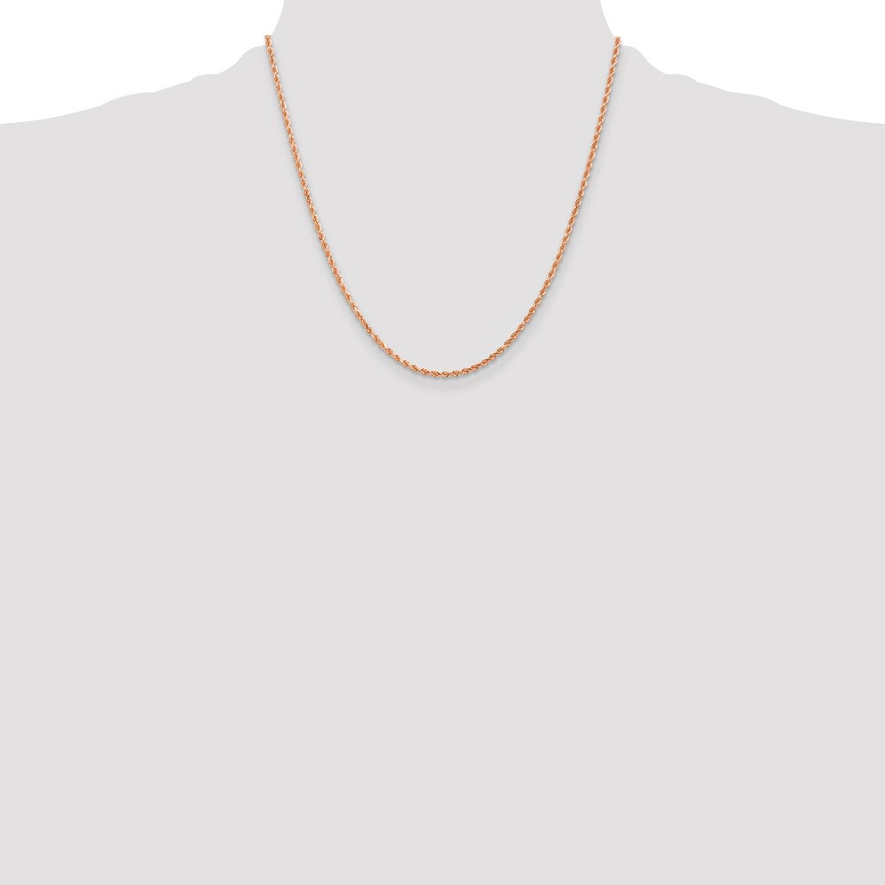 14K Rose Gold 20 inch 2mm Diamond-cut Rope with Lobster Clasp Chain