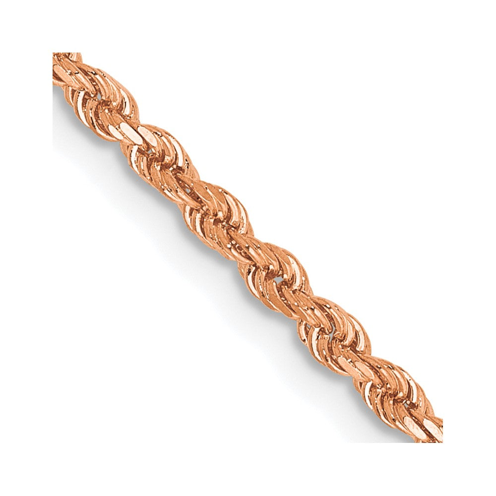 14K Rose Gold 20 inch 2mm Diamond-cut Rope with Lobster Clasp Chain