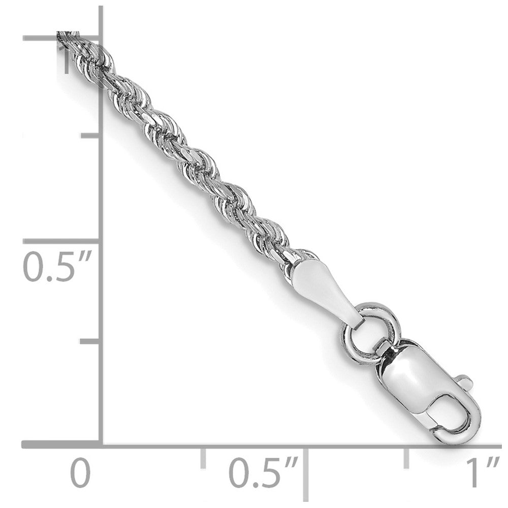 14K White Gold 7 inch 2mm Diamond-cut Rope with Lobster Clasp Chain
