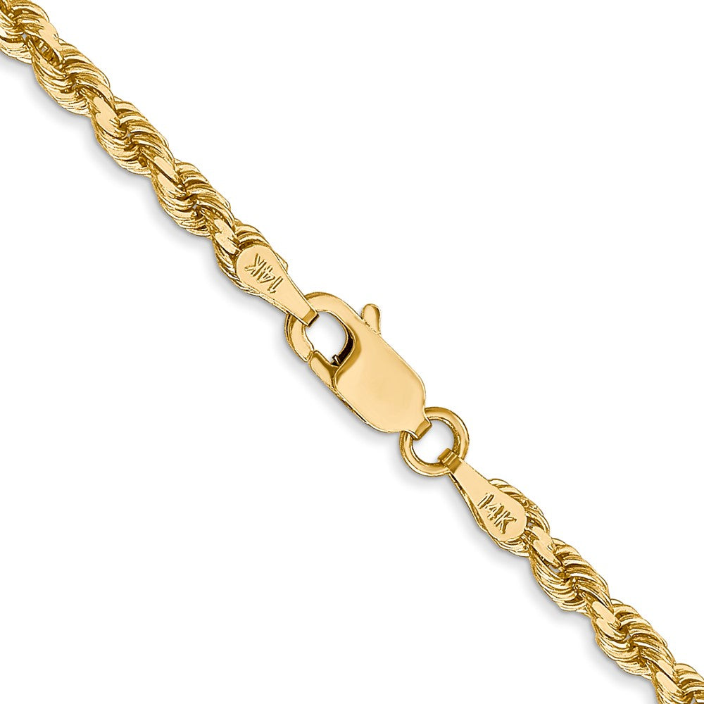 14K 26 inch 3mm Diamond-cut Rope with Lobster Clasp Chain