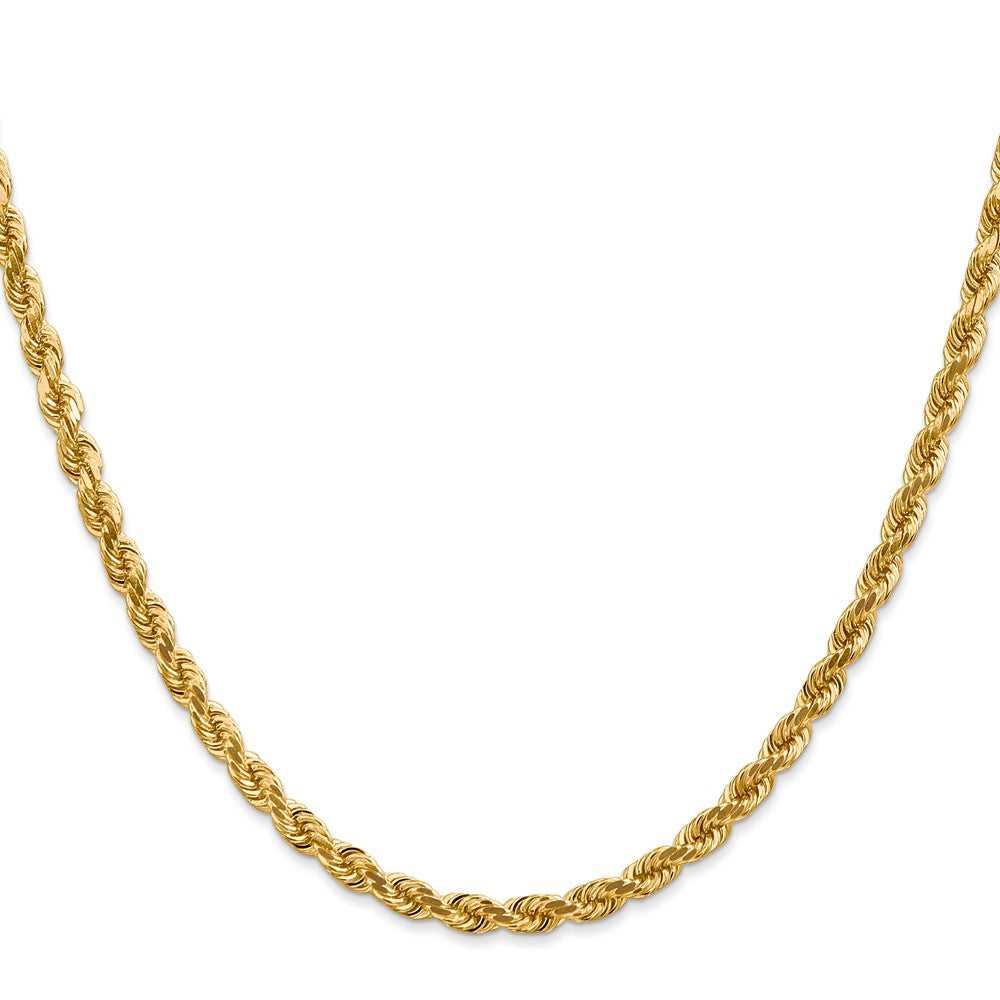 14K 26 inch 4mm Diamond-cut Rope with Lobster Clasp Chain