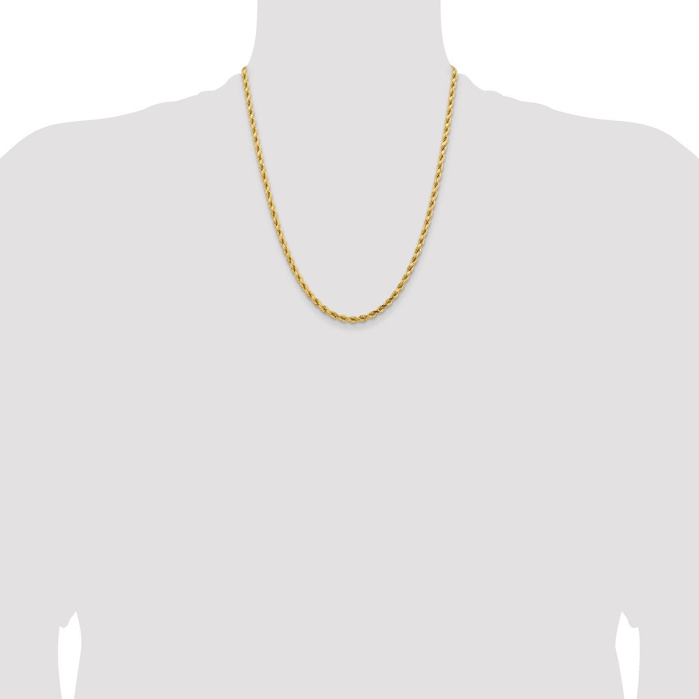 14K 22 inch 4.25mm Diamond-cut Rope with Lobster Clasp Chain