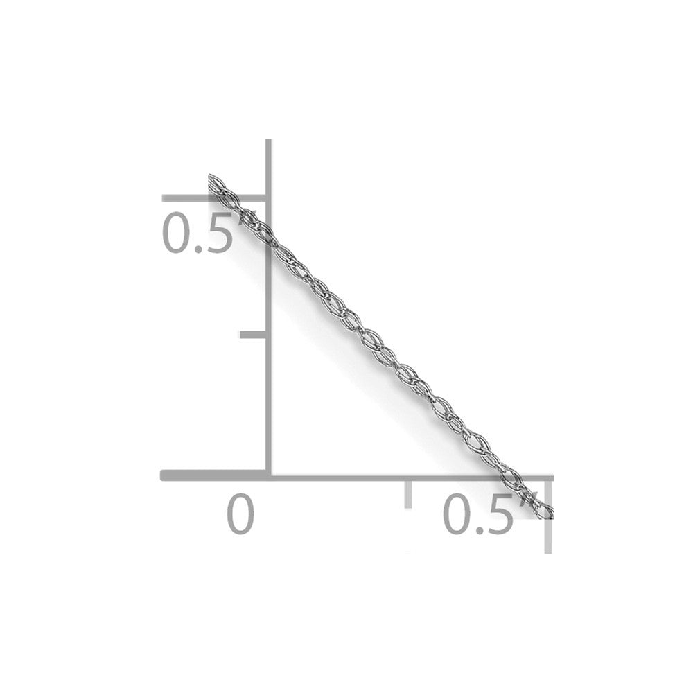 14K White Gold 13 inch Carded .5mm Cable Rope with Spring Ring Clasp Chain