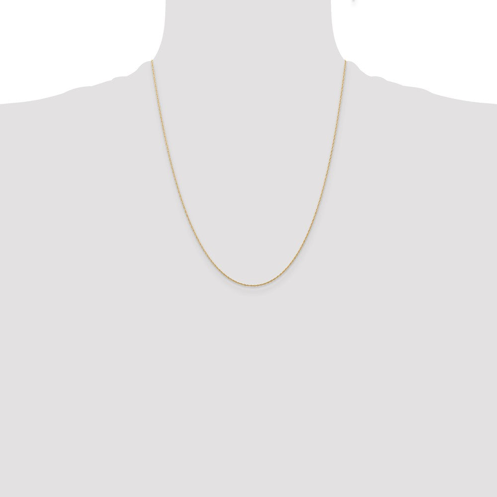 14K 22 inch Carded .5mm Cable Rope with Spring Ring Clasp Chain