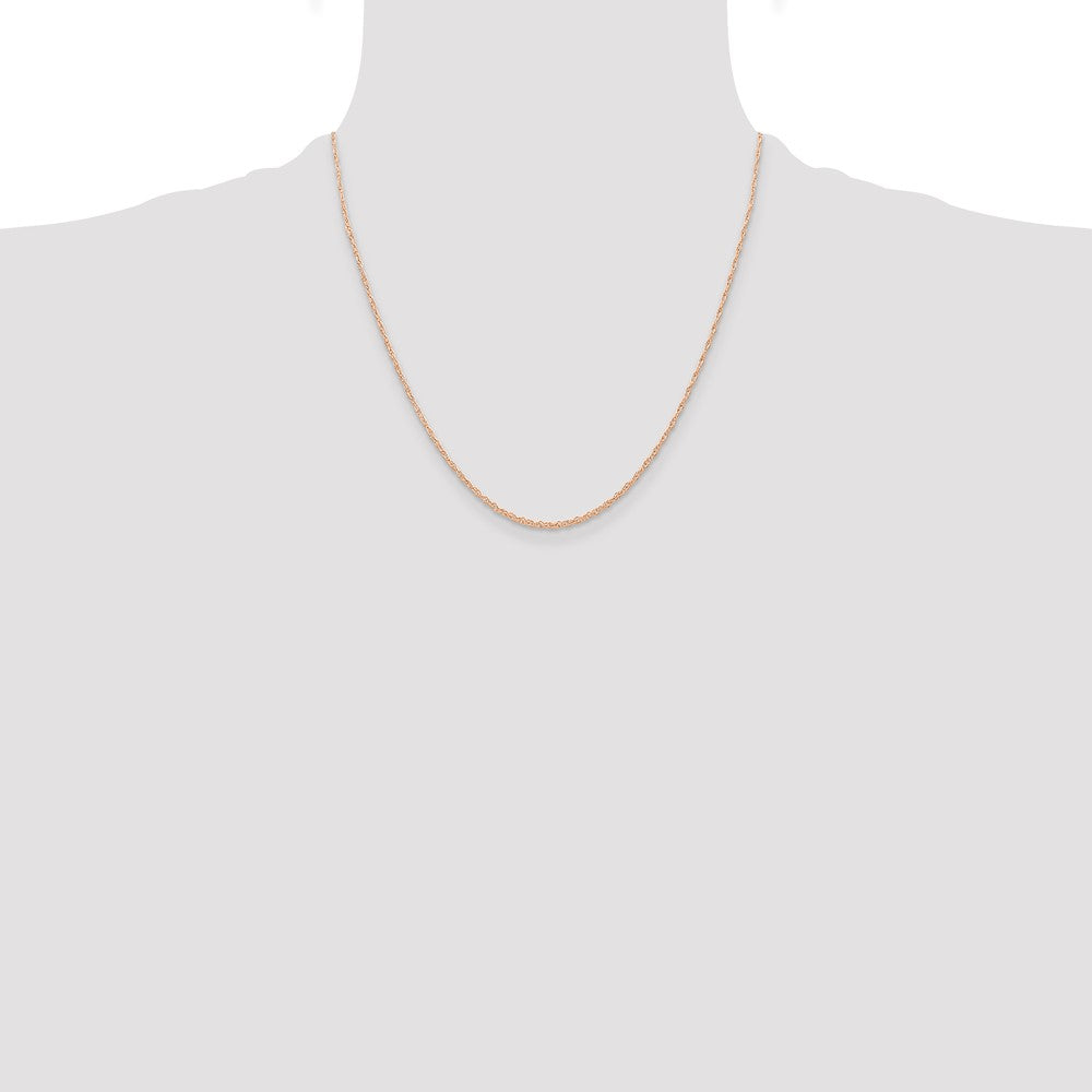 14K Rose Gold 20 inch Carded .6mm Cable Rope with Spring Ring Clasp Chain