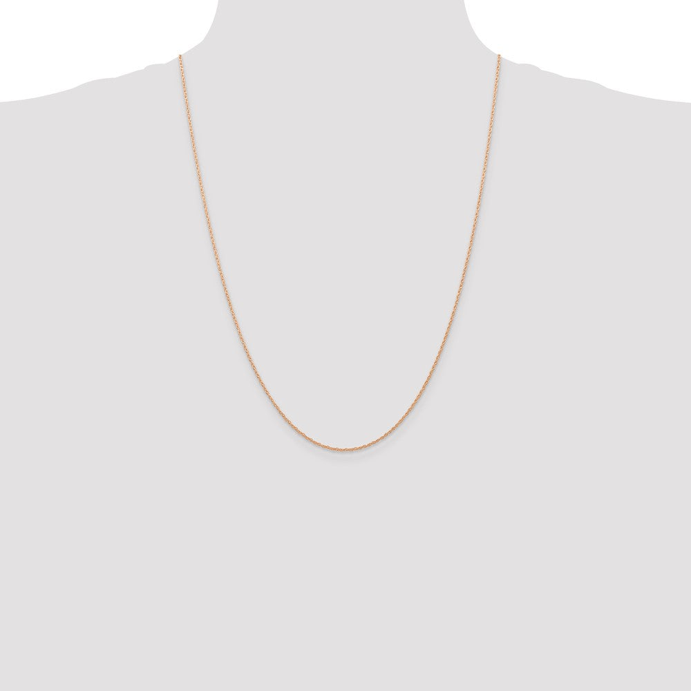 14K Rose Gold 24 inch Carded .7mm Cable Rope with Spring Ring Clasp Chain