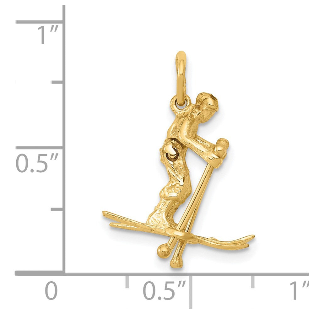 14K 3D Moveable Snow Skier Charm