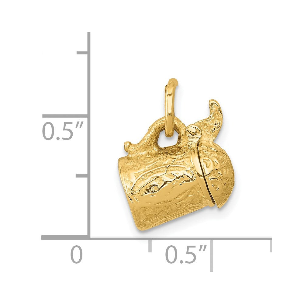 14k 3-D Beer Stein Lid Opens Charm