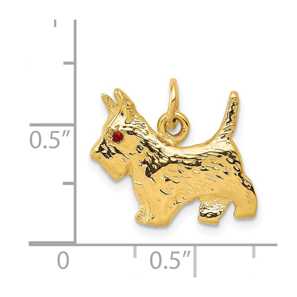 14k Ruby Eye Scottie Dog Charm