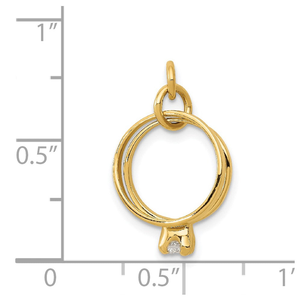 14k 3D Wedding Rings CZ Charm