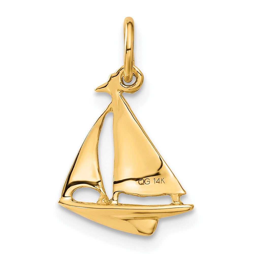14K 3D Sailboat Charm