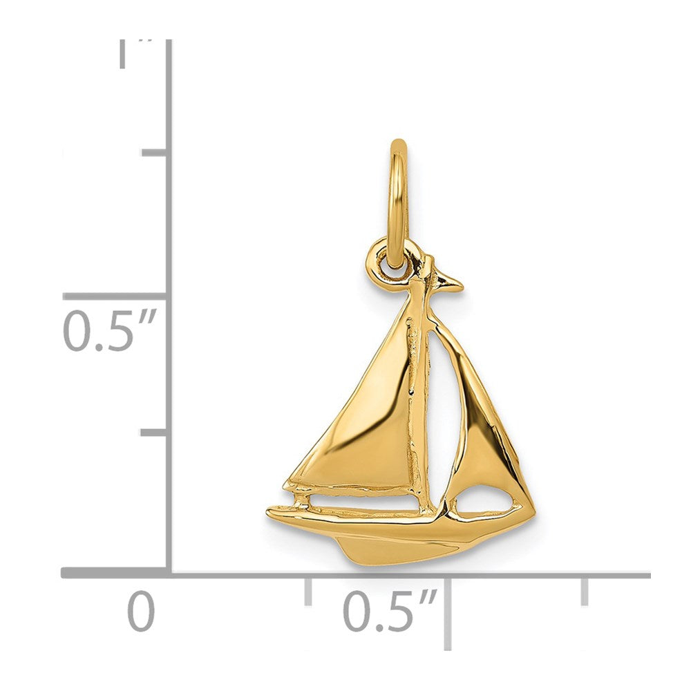 14K 3D Sailboat Charm