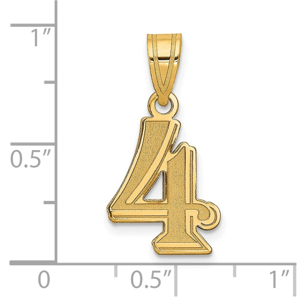 14k Polished Etched Number 4 Pendant