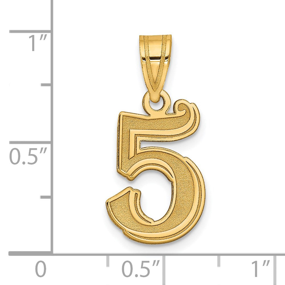 14k Polished Etched Number 5 Pendant