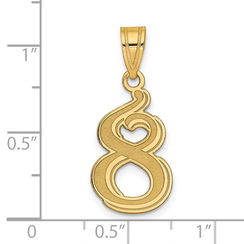 14k Polished Etched Number 8 Pendant