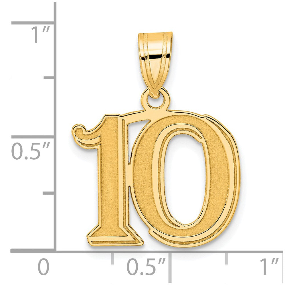 14k Polished Etched Number 10 Pendant