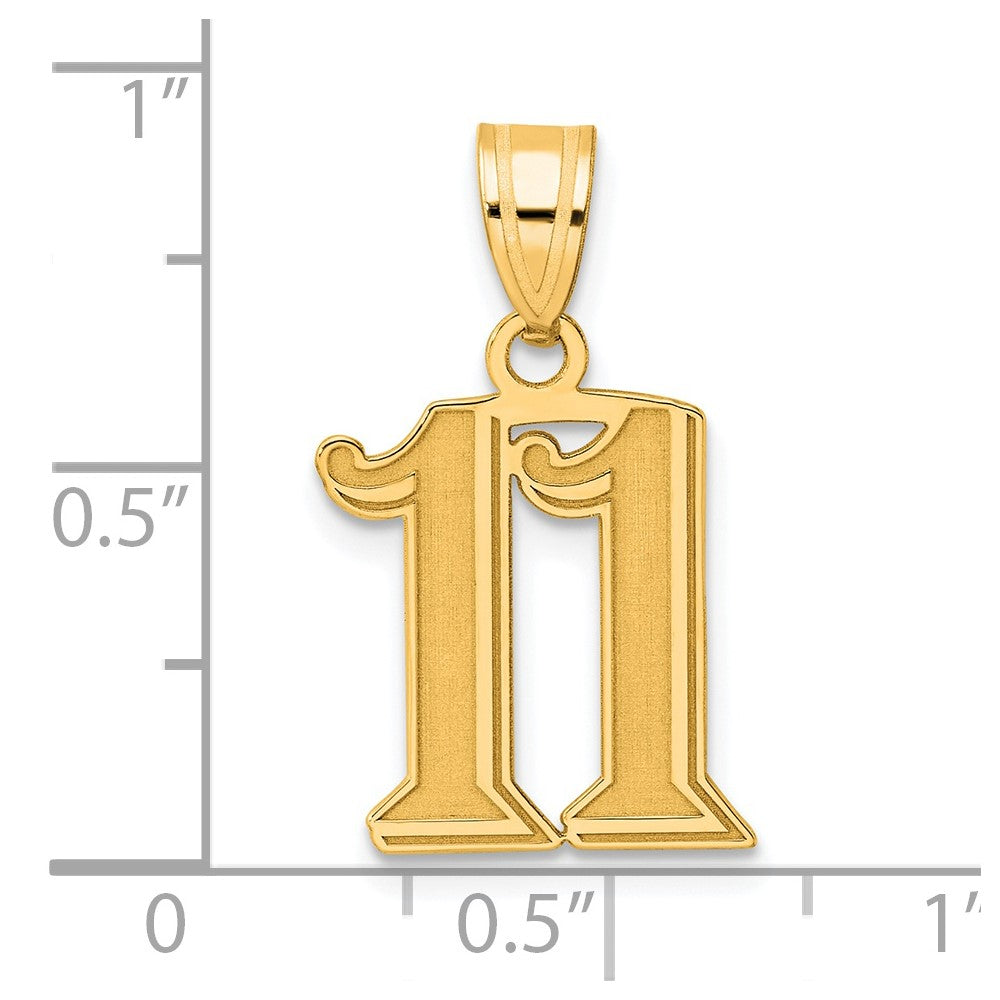 14k Polished Etched Number 11 Pendant
