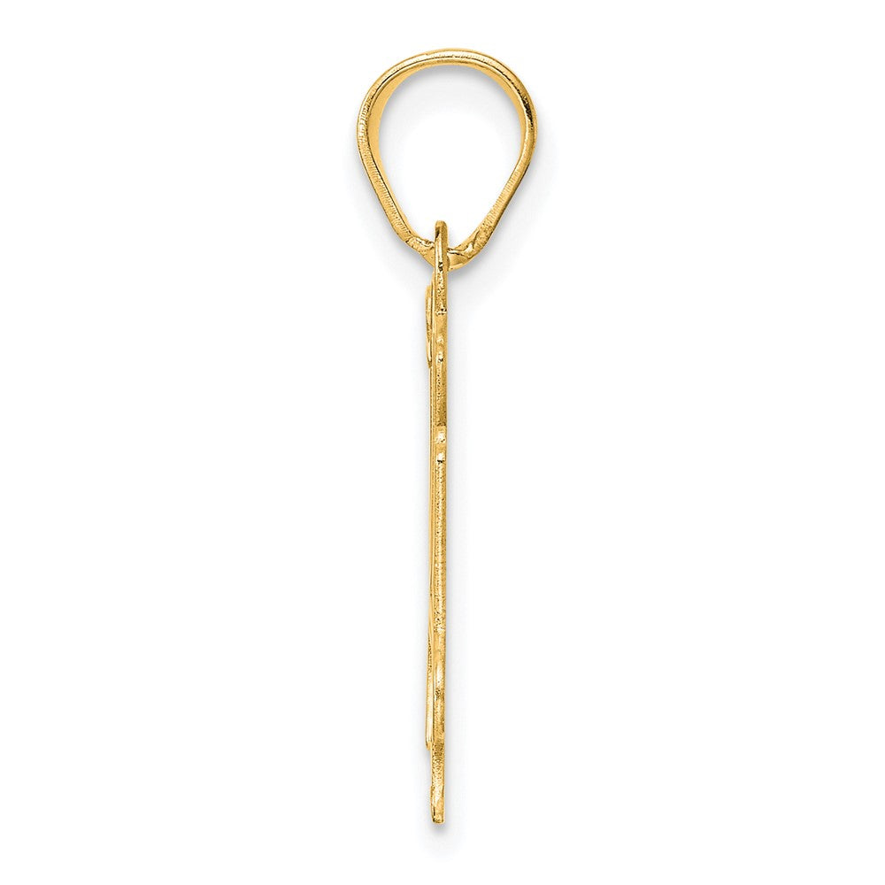 14k Polished Etched Number 14 Pendant