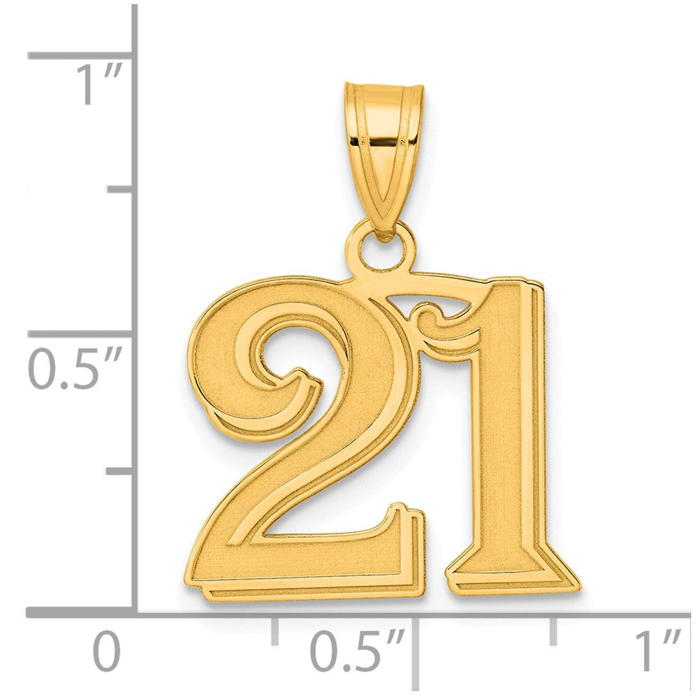 14k Polished Etched Number 21 Pendant