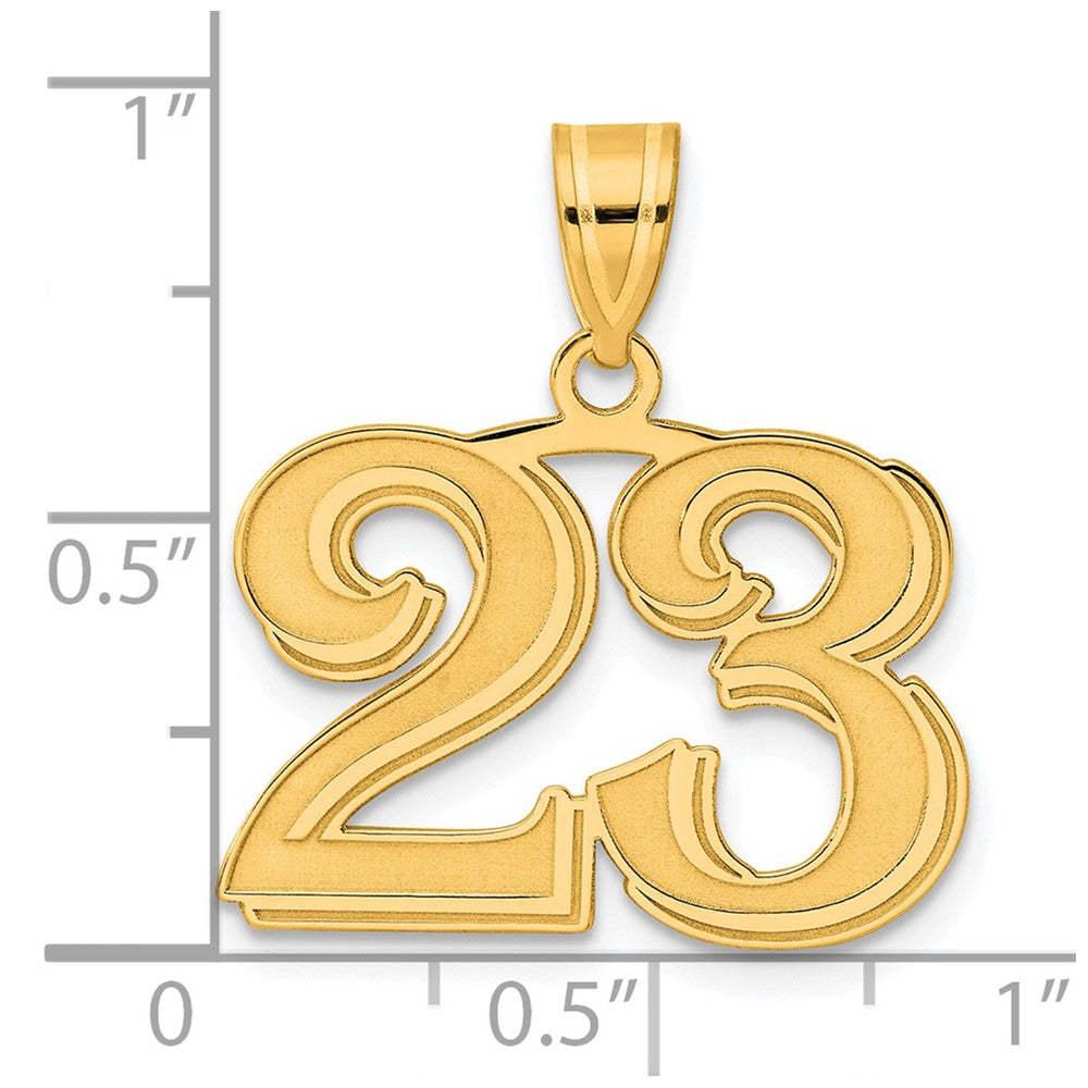 14k Polished Etched Number 23 Pendant