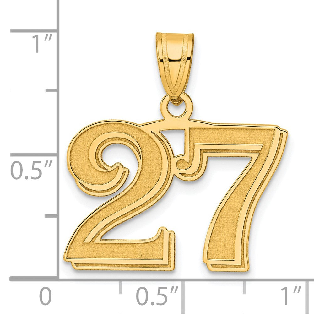 14k Polished Etched Number 27 Pendant