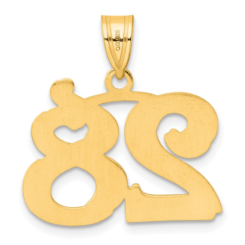 14k Polished Etched Number 28 Pendant