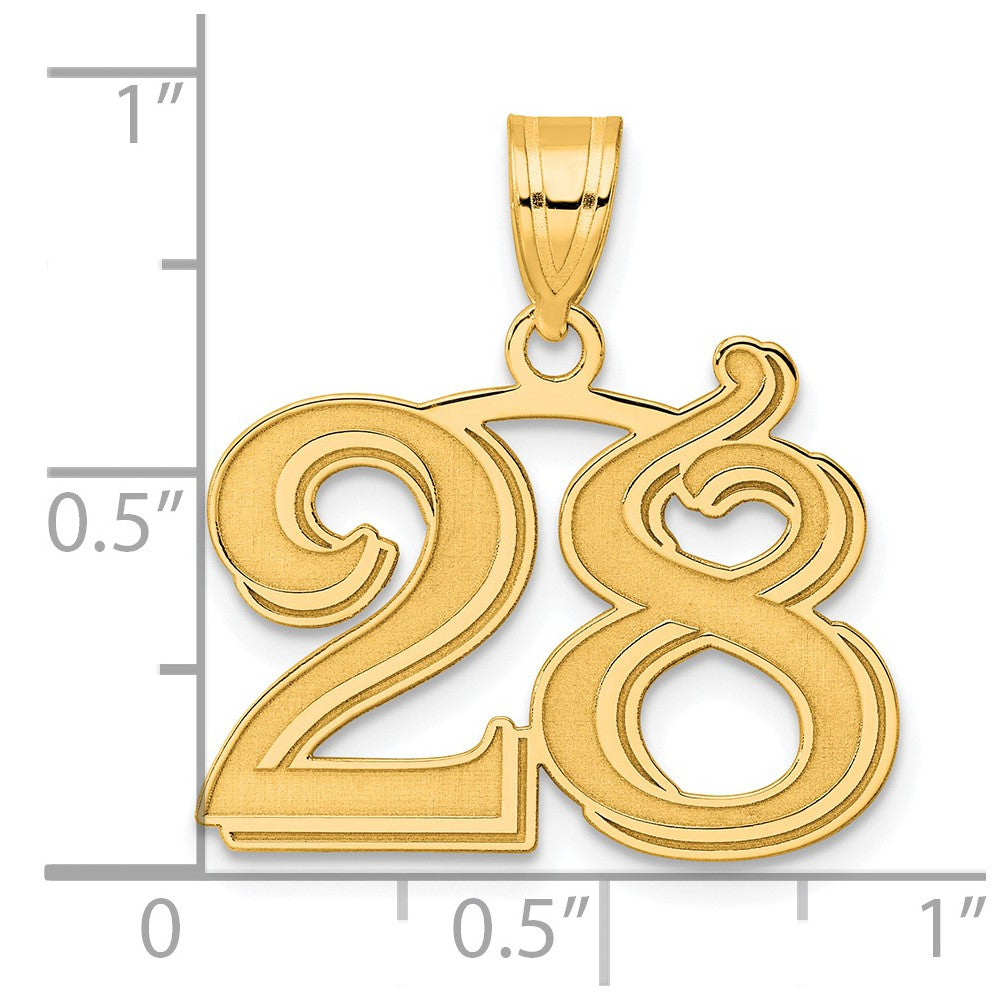 14k Polished Etched Number 28 Pendant