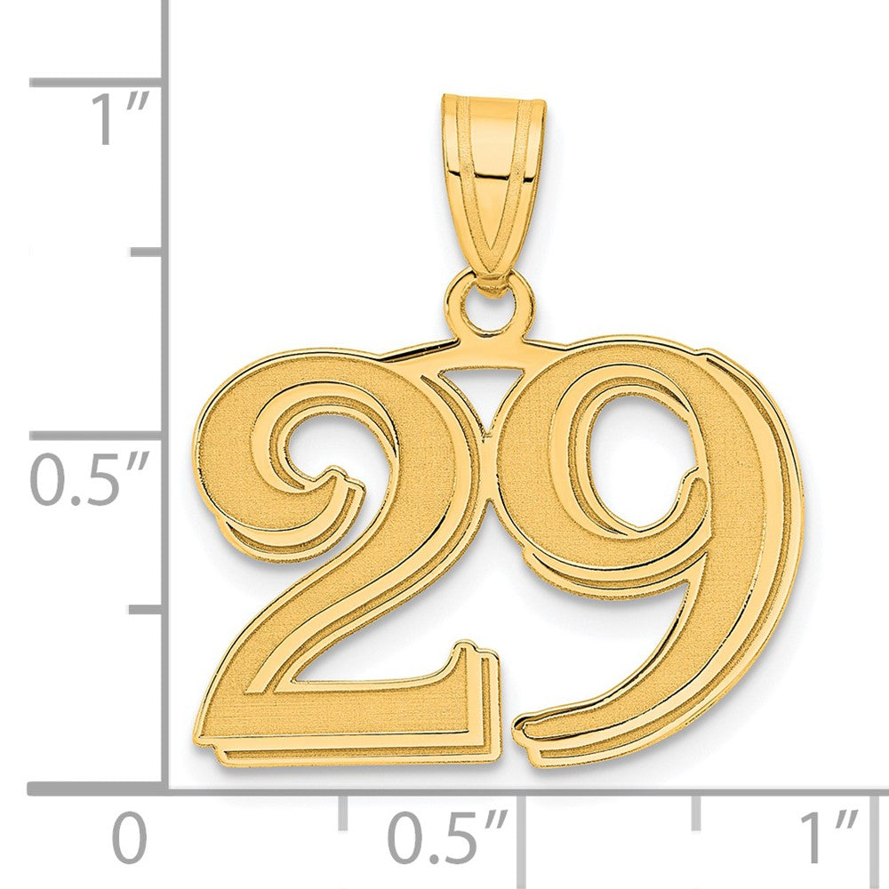 14k Polished Etched Number 29 Pendant