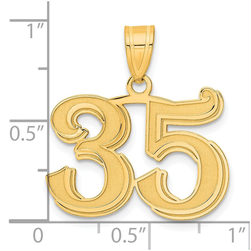 14k Polished Etched Number 35 Pendant
