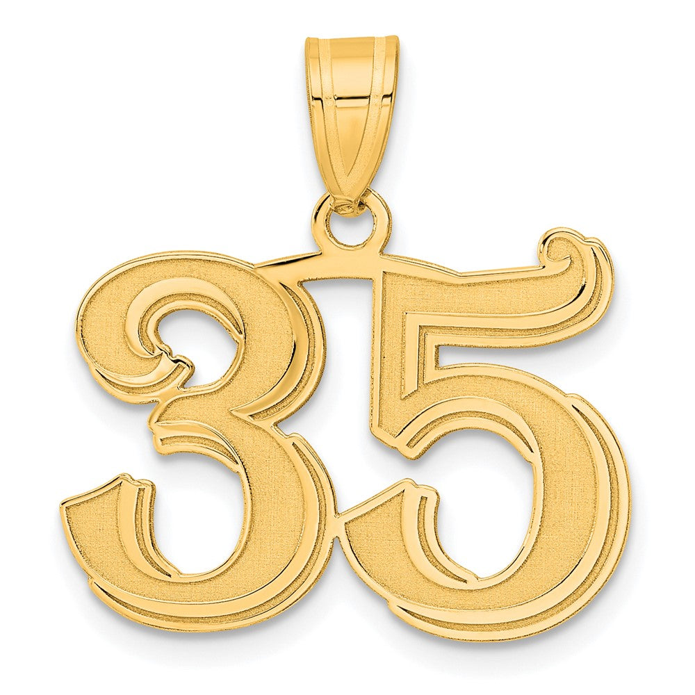 14k Polished Etched Number 35 Pendant