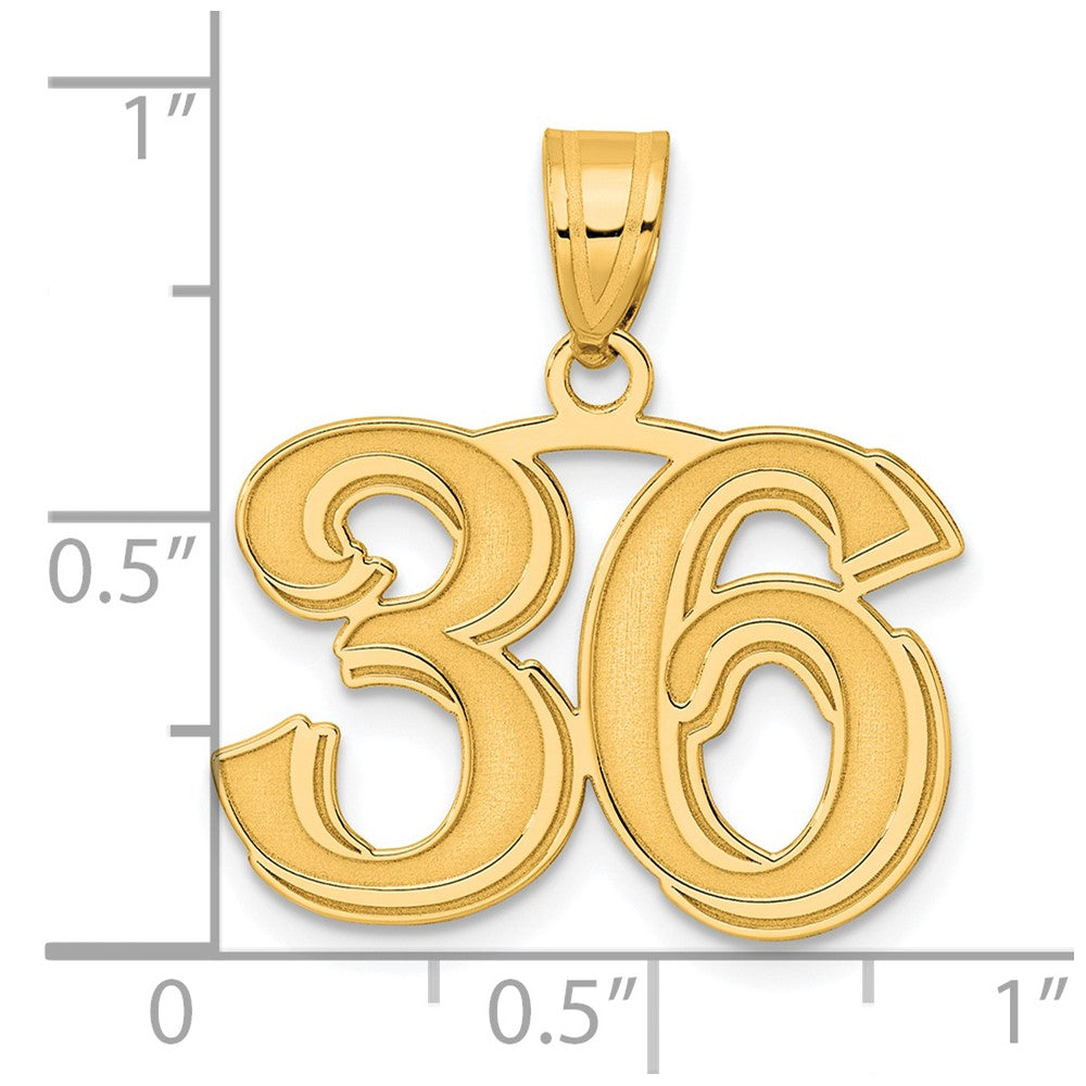 14k Polished Etched Number 36 Pendant