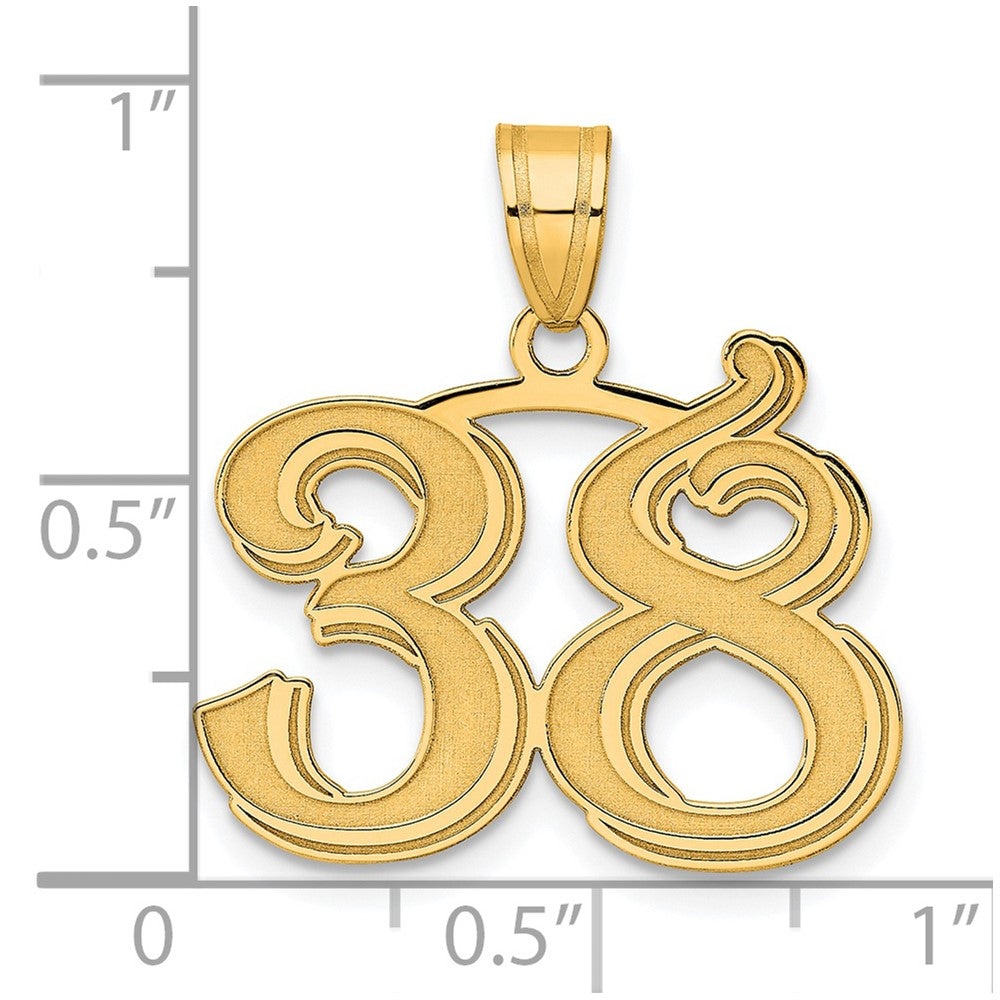 14k Polished Etched Number 38 Pendant