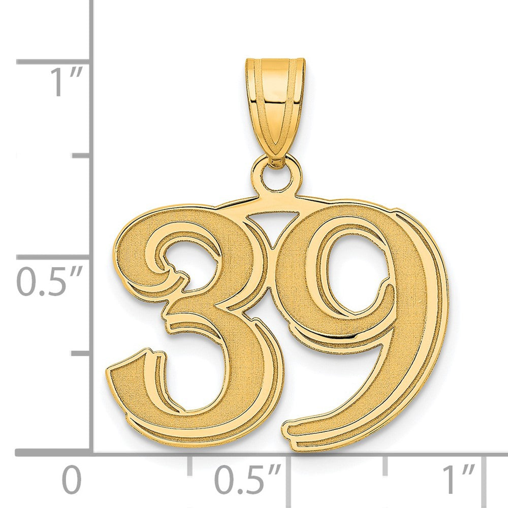 14k Polished Etched Number 39 Pendant