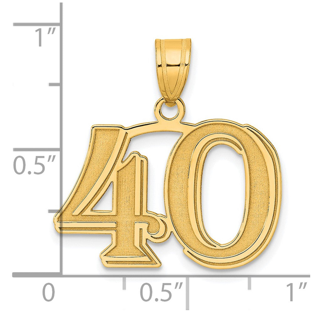 14k Polished Etched Number 40 Pendant