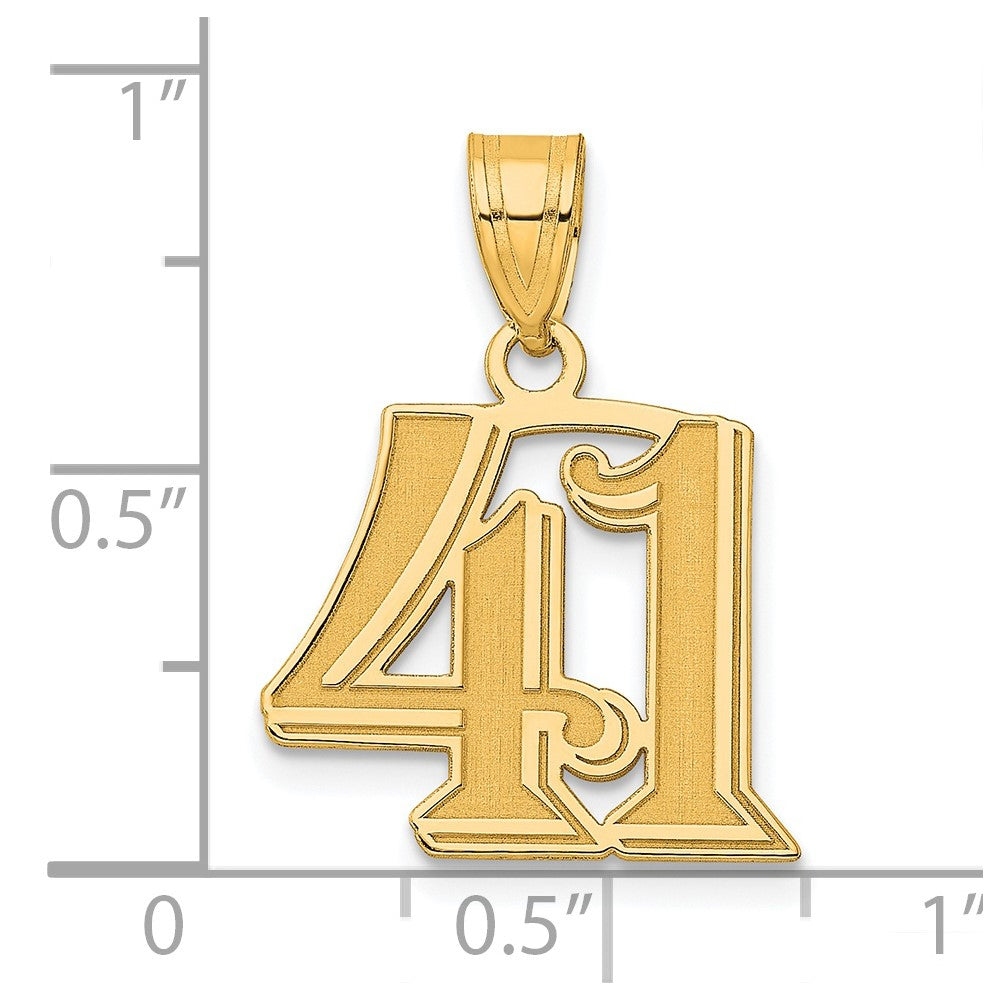 14k Polished Etched Number 41 Pendant