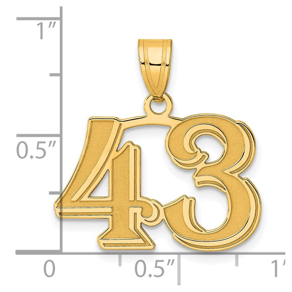 14k Polished Etched Number 43 Pendant