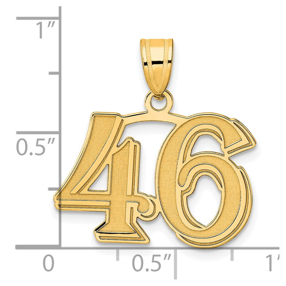 14k Polished Etched Number 46 Pendant