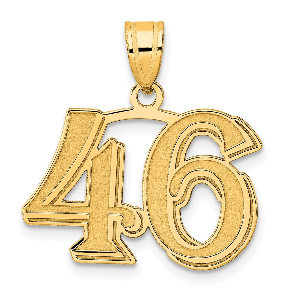 14k Polished Etched Number 46 Pendant