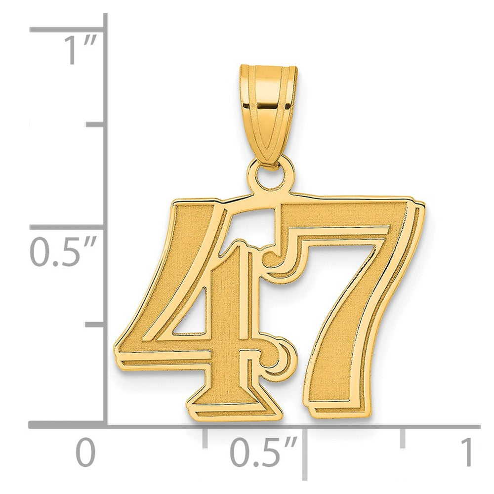 14k Polished Etched Number 47 Pendant