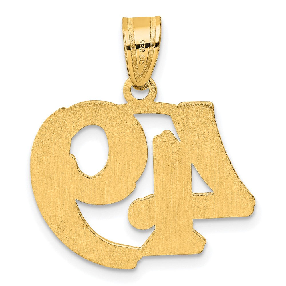 14k Polished Etched Number 49 Pendant