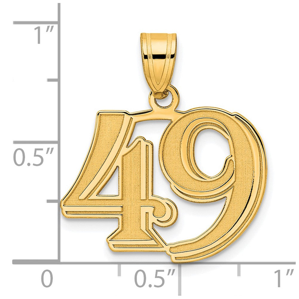 14k Polished Etched Number 49 Pendant