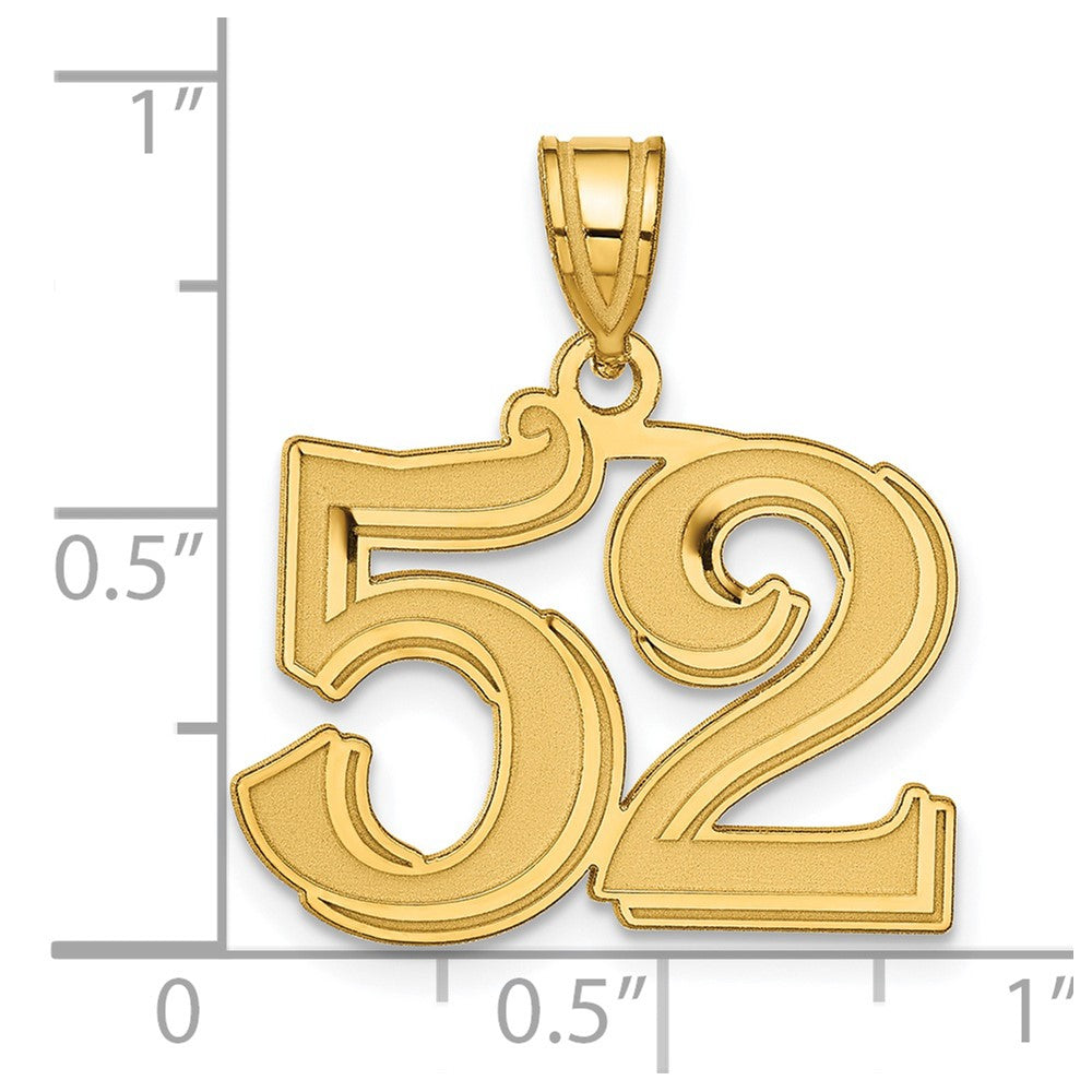 14k Polished Etched Number 52 Pendant