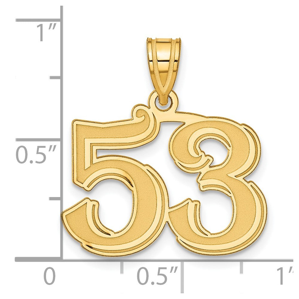 14k Polished Etched Number 53 Pendant